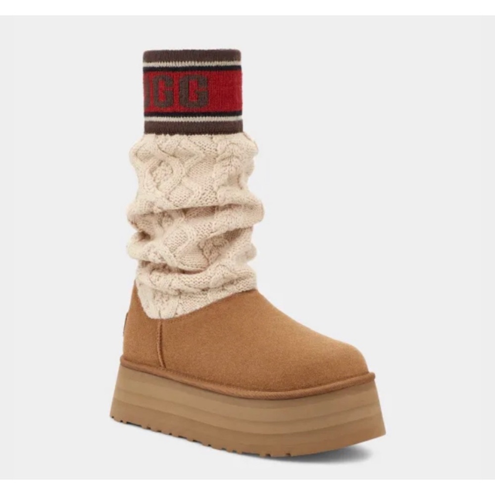 UGG Classic Sweater Letter Boot Chestnut